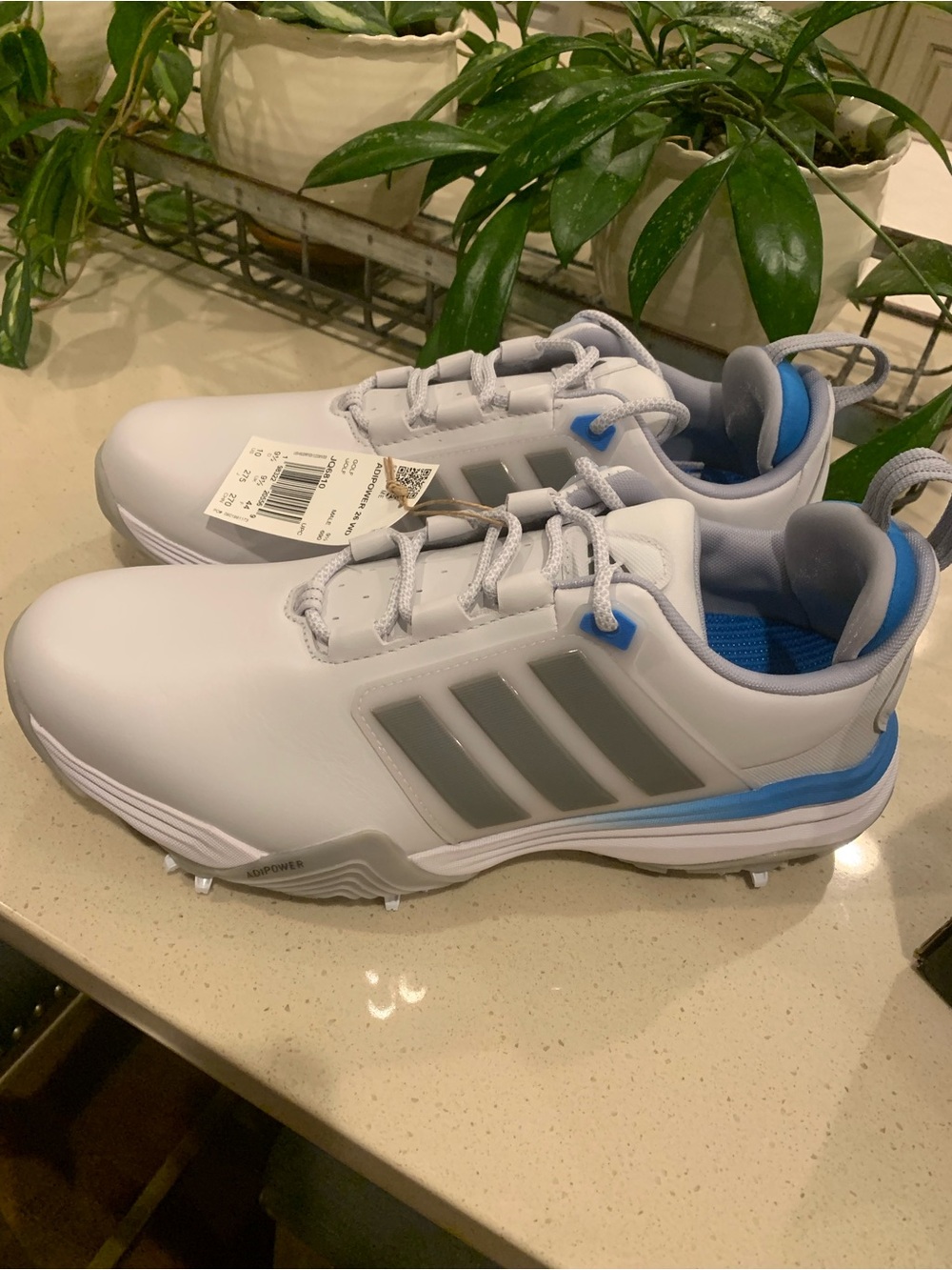 adidas Men’s White and Blue Golf Shoes Size 10